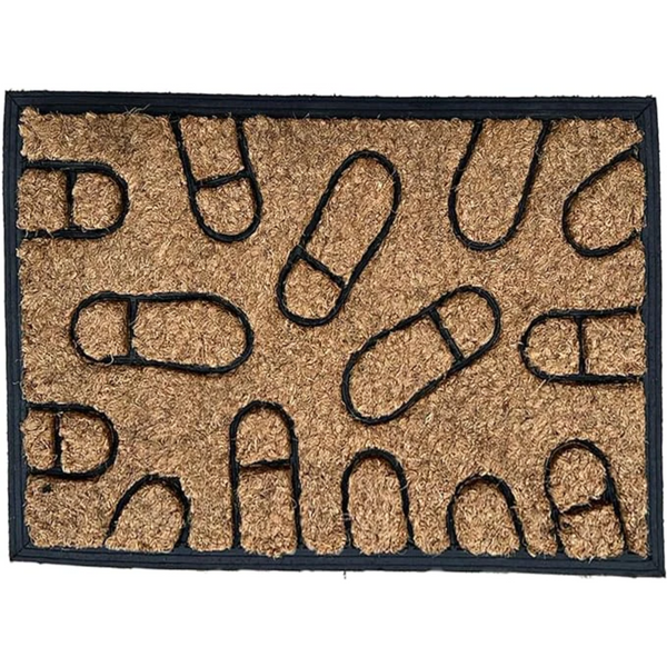 Natural Coir Shoe Design Entrance Doormat For Indoor and Outdoor Size 40 x 60 cm - MILOSC