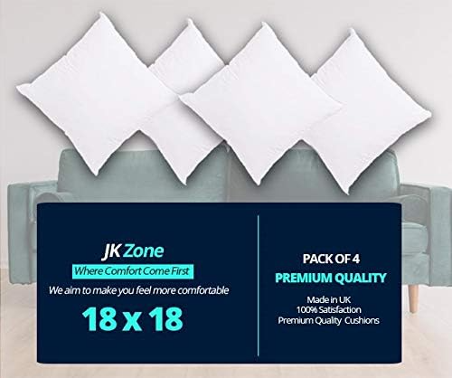 Pack of 4 cushion Pads Inner Hollow Fibre Filling Pads Sofa Cushions Inserts Pads Filler - MILOSC