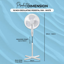 Milosc 16INCH FAN WITH STAND 3 SPEEDS PORTABLE PEDESTAL PORTABLE FAN - MILOSC