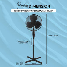 Milosc 16INCH FAN WITH STAND 3 SPEEDS PORTABLE PEDESTAL PORTABLE FAN - MILOSC