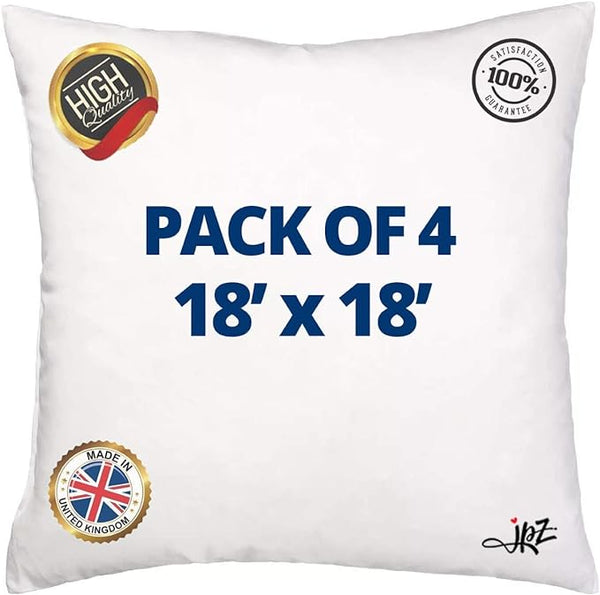 Pack of 4 cushion Pads Inner Hollow Fibre Filling Pads Sofa Cushions Inserts Pads Filler - MILOSC