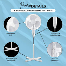 Milosc 16INCH FAN WITH STAND 3 SPEEDS PORTABLE PEDESTAL PORTABLE FAN - MILOSC