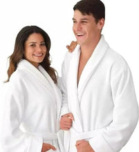 Unisex Premium Quality White Shawl Collar Bath Robe 100% Cotton White - MILOSC