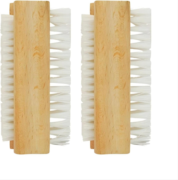 PACK OF 4 WOODEN NAIL CLEANING BRUSH DOUBLE SIDED Scrubbing BRUSH FOR HAND & FOOT NAILS - MILOSC