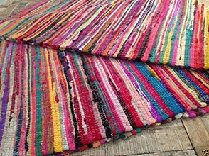 Handmade Multicolours Chindi Rag Rug Floor Rugs Halway Room Rug Cotton - MILOSC