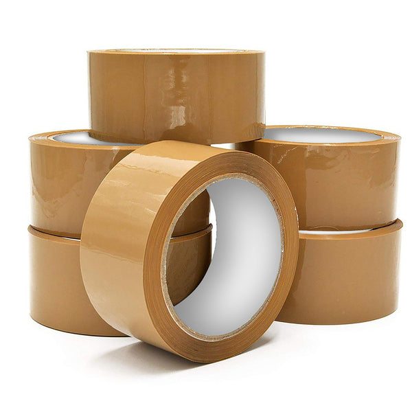 Pack of 6 Heavy Duty Extra Strong Card Board Packaging Tape Large 48mm x 66m Strong Tapes Brown Parcel Gift Packing Tape - MILOSC