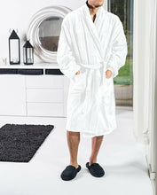 Unisex Premium Quality White Shawl Collar Bath Robe 100% Cotton White - MILOSC