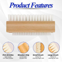 PACK OF 4 WOODEN NAIL CLEANING BRUSH DOUBLE SIDED Scrubbing BRUSH FOR HAND & FOOT NAILS - MILOSC