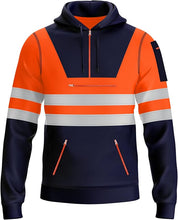 Mens New Hi Vis Safety Work Yellow Orange Pullover Hoodie High Viz Reflective Tape Hoodie High Visibility Sweatshirt Multi Zipped - MILOSC