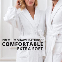 Unisex Premium Quality White Shawl Collar Bath Robe 100% Cotton White - MILOSC