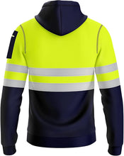 Mens New Hi Vis Safety Work Yellow Orange Pullover Hoodie High Viz Reflective Tape Hoodie High Visibility Sweatshirt Multi Zipped - MILOSC