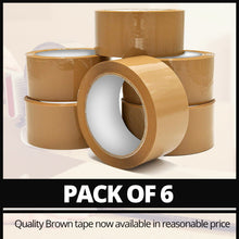 Pack of 6 Heavy Duty Extra Strong Card Board Packaging Tape Large 48mm x 66m Strong Tapes Brown Parcel Gift Packing Tape - MILOSC