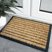 Heavy Duty Mat Natural Coir Thick Stripe Mat Brown Shoe Scrapper Long Lasting Easy Clean Front Back Door Mat Size 40x60 cm - MILOSC