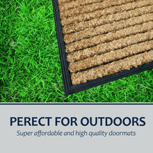 Heavy Duty Mat Natural Coir Thick Stripe Mat Brown Shoe Scrapper Long Lasting Easy Clean Front Back Door Mat Size 40x60 cm - MILOSC