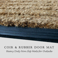 Heavy Duty Mat Natural Coir Thick Stripe Mat Brown Shoe Scrapper Long Lasting Easy Clean Front Back Door Mat Size 40x60 cm - MILOSC