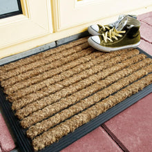 Heavy Duty Mat Natural Coir Thick Stripe Mat Brown Shoe Scrapper Long Lasting Easy Clean Front Back Door Mat Size 40x60 cm - MILOSC