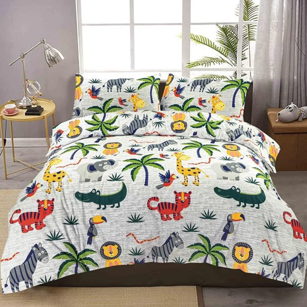 Kids Children Duvet Cover Jungle Animal Safari Printed Duver Cover - MILOSC