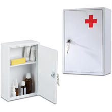 Milosc Wall Mounted Lockable First Aid Medical Cabinet Use at Home Office School Work Fixing Included Metal Steel With 2 Keys Included - MILOSC