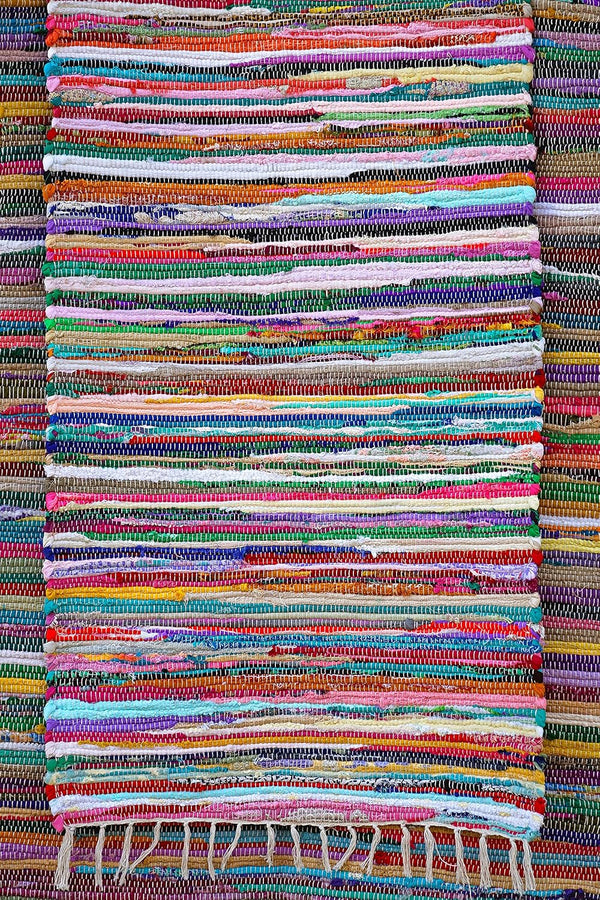 Handmade Multicolours Chindi Rag Rug Floor Rugs Halway Room Rug Cotton - MILOSC