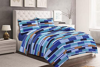 Leon Stripe Lines Luxury Printed Duvet Cover Set Easy Care Bedding Set Red Blue Soft Duvet Covers - MILOSC