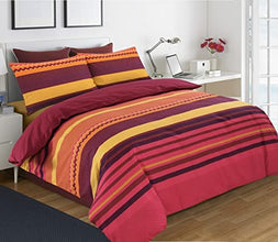 Leon Stripe Lines Luxury Printed Duvet Cover Set Easy Care Bedding Set Red Blue Soft Duvet Covers - MILOSC