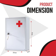 Milosc Wall Mounted Lockable First Aid Medical Cabinet Use at Home Office School Work Fixing Included Metal Steel With 2 Keys Included - MILOSC