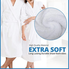 Toweling Robe Unisex 100% Cotton Terry (1, One Size Free Size) White - MILOSC