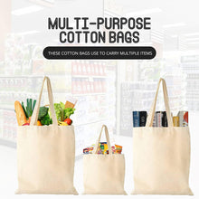 Pack of 10 Premium Quality 100% Cotton Made Reusable Carrier Bags Grocery Bags With Long Handles / Short Handles Printing Bag Washable Shopping Bags - MILOSC