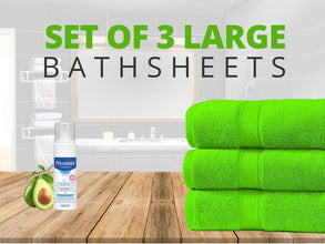 Pack of 3 Large Bath Sheets 550GSM 100% Cotton Breathable Towels Set Size 80x140 cm - MILOSC