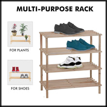 Milosc Natural Bamboo Wooden Shoe Rack Storage Shoe Stand 2, 3, 4 Tier Shoe Shelf - MILOSC