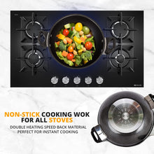 Milosc Non- Stick Cooking Wok with Glass Lid Induction Suitable for All Cooking Hobe Deep Fry Pan - MILOSC